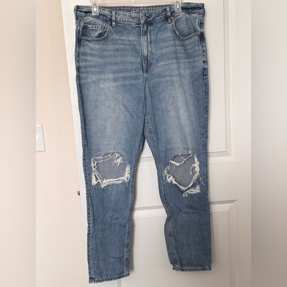 American Eagle Strigid Distressed Mom Jeans - size 18L